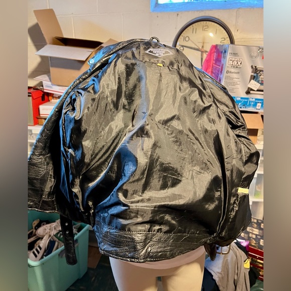 Vintage patchwork black leather biker jacket rare XS size - Picture 5 of 5